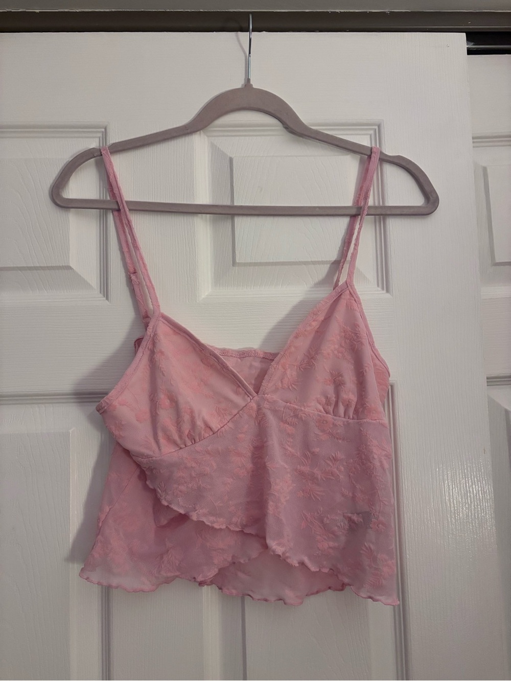 Pink Floral Lace Camisole Tank Top